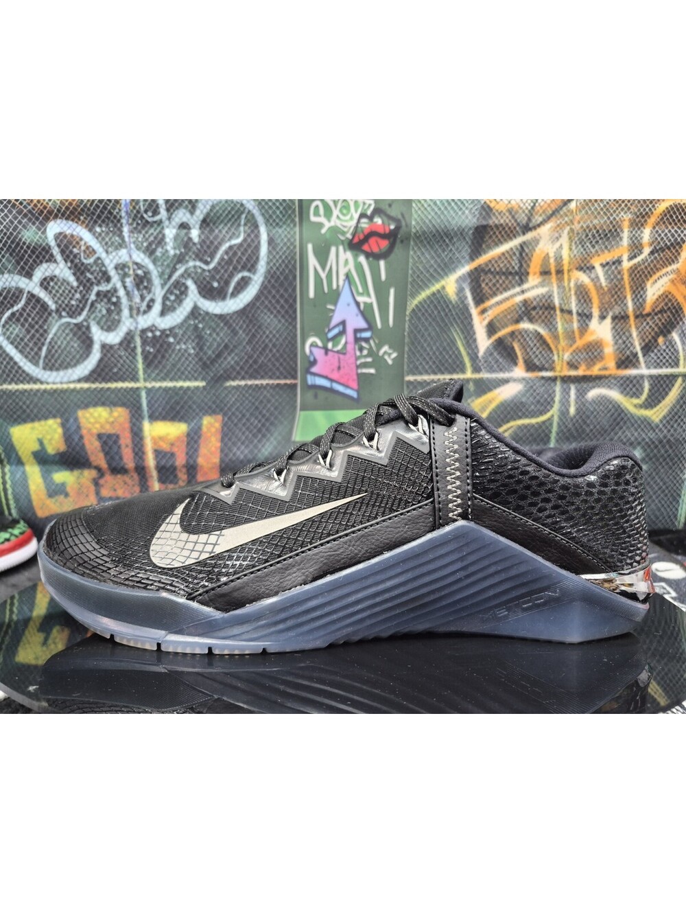 Nike Metcon 6 Shoes Men's Size 11M Black Metallic Silver Sneakers CT1241-001